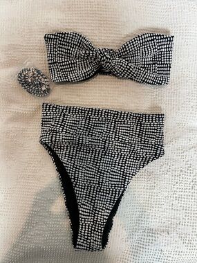 aerie Black and White Dot Two-Piece Swim Set